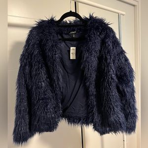 NWT Express Navy Fur Jacket - size m